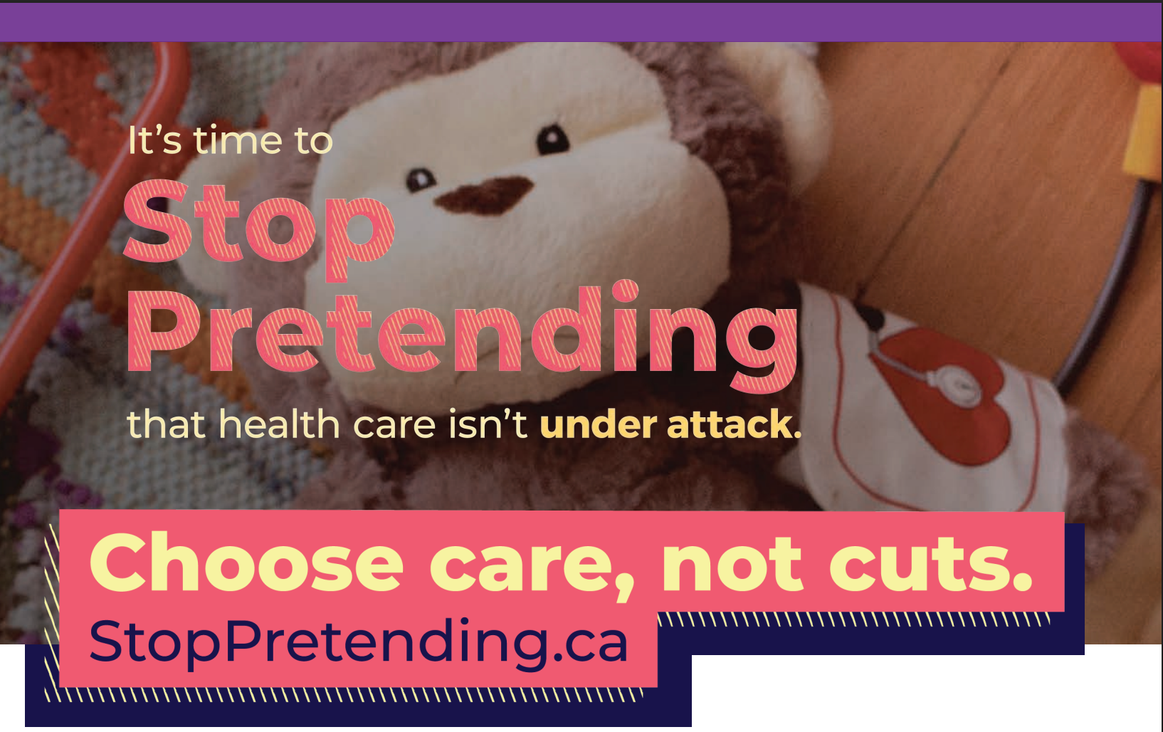 Stop Pretending campaign graphic featuring the doll from the film